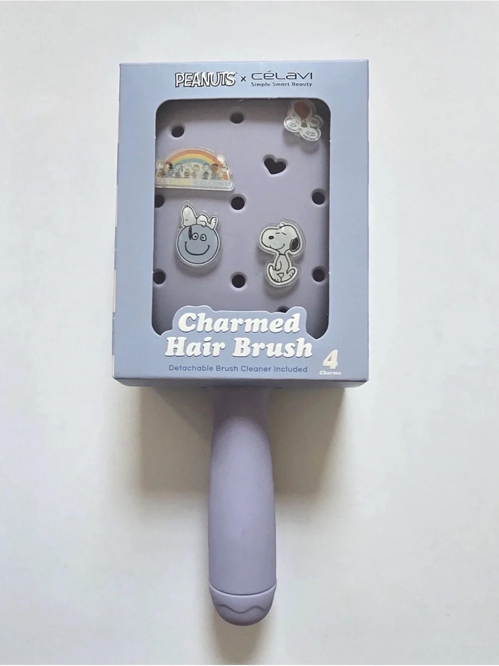 Peanuts snoopy Celavi charmed Hair Brush - Lilac with brush cleaner
